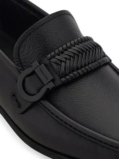 FERRAGAMO Men's Caspian Braided-Strap Leather Loafers - Nero | Thumbnail 11 FERRAGAMO Men's Caspian Braided-Strap Leather Loafers - Nero | Thumbnail 11