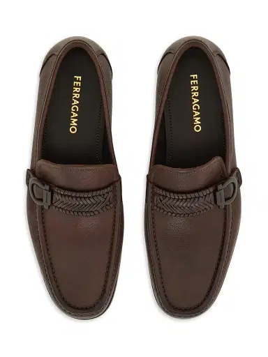FERRAGAMO Men's Caspian Braided-Strap Leather Loafers - Nero | Thumbnail 3 FERRAGAMO Men's Caspian Braided-Strap Leather Loafers - Nero | Thumbnail 3