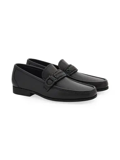 FERRAGAMO Men's Caspian Braided-Strap Leather Loafers - Nero | Thumbnail 7 FERRAGAMO Men's Caspian Braided-Strap Leather Loafers - Nero | Thumbnail 7