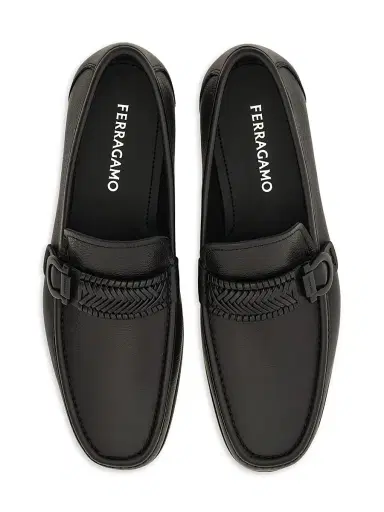 FERRAGAMO Men's Caspian Braided-Strap Leather Loafers - Nero | Thumbnail 8 FERRAGAMO Men's Caspian Braided-Strap Leather Loafers - Nero | Thumbnail 8