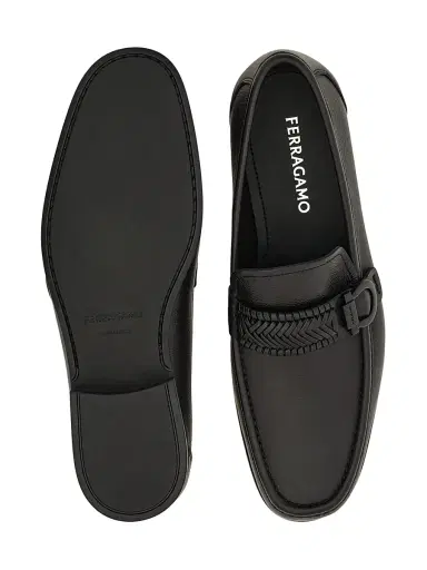 FERRAGAMO Men's Caspian Braided-Strap Leather Loafers - Nero | Thumbnail 9 FERRAGAMO Men's Caspian Braided-Strap Leather Loafers - Nero | Thumbnail 9