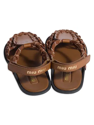 Miu Miu Women's Leather and Cord Sandals | Thumbnail 2