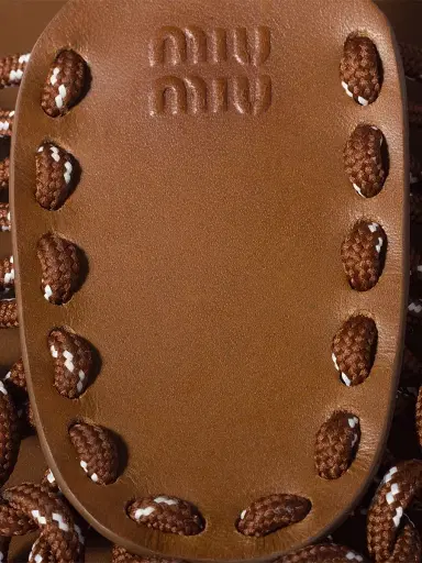 Miu Miu Women's Leather and Cord Sandals | Thumbnail 3