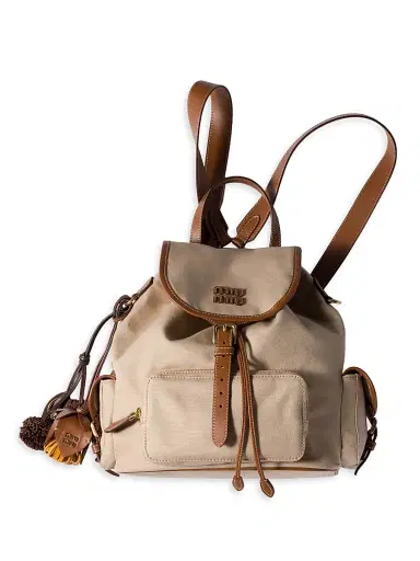 Miu Miu Women's Canvas and Leather Backpack | Thumbnail 3