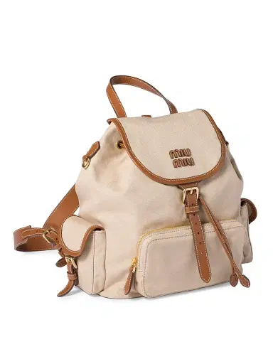 Miu Miu Women's Canvas and Leather Backpack | Thumbnail 6
