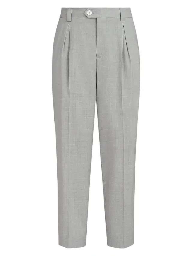 Men's Virgin Wool Dynamic Fresco Trousers with Tee Holder - Pearl