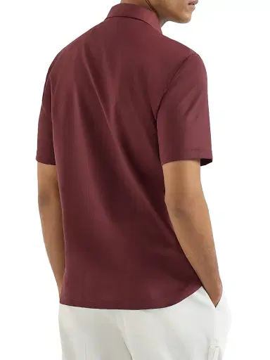 Brunello Cucinelli Men's Virgin Wool Poplin Polo Shirt | Thumbnail 3