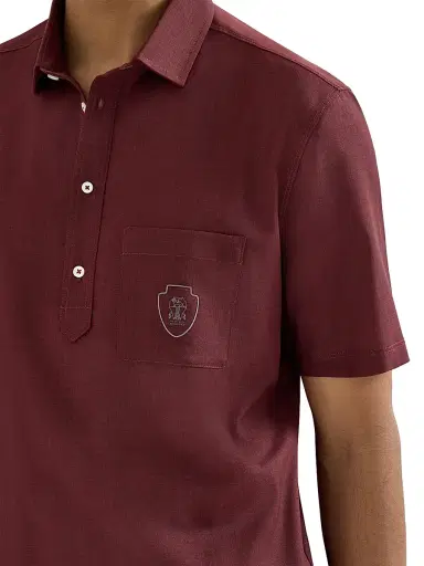 Brunello Cucinelli Men's Virgin Wool Poplin Polo Shirt | Thumbnail 5