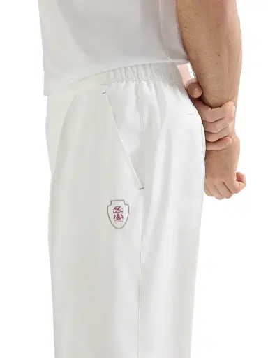 Brunello Cucinelli Men's Nylon Trousers with Tabbed Waistband, Crête Detail - White | Thumbnail 5