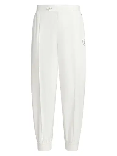 Brunello Cucinelli Men's Nylon Trousers with Tabbed Waistband, Crête Detail - White | Thumbnail 1