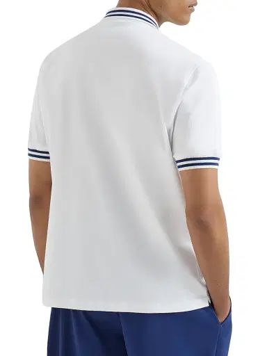 Brunello Cucinelli Men's Cotton Jersey Polo Shirt with Striped Collar - Panama | Thumbnail 3