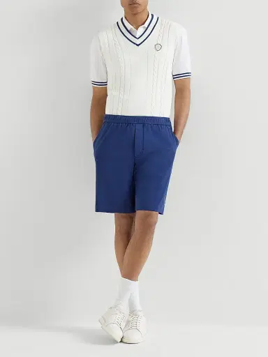 Brunello Cucinelli Men's Cotton Jersey Polo Shirt with Striped Collar - Panama | Thumbnail 6