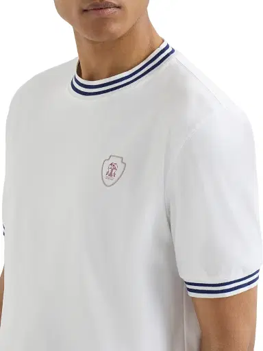 Brunello Cucinelli Men's Cotton Jersey Crew-Neck T Shirt with Logo - White - Size XS | Thumbnail 4 Brunello Cucinelli Men's Cotton Jersey Crew-Neck T Shirt with Logo - White - Size XS | Thumbnail 4