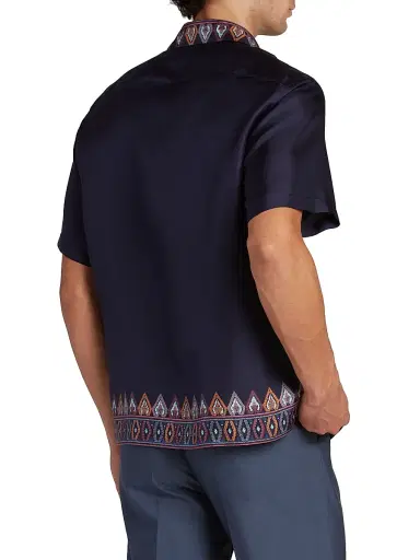 Etro Men's Silk Paisley Short-Sleeve Shirt | Thumbnail 5 Etro Men's Silk Paisley Short-Sleeve Shirt | Thumbnail 5