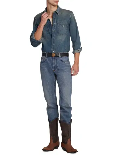 Versace Men's Old Glory Denim Shirt | Thumbnail 2 Versace Men's Old Glory Denim Shirt | Thumbnail 2