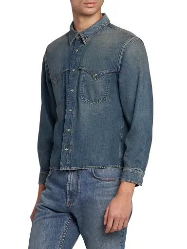 Versace Men's Old Glory Denim Shirt | Thumbnail 4 Versace Men's Old Glory Denim Shirt | Thumbnail 4