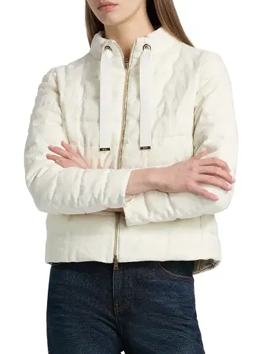 HERNO Women's New Lined Quilted Short Jacket - White - Size 10 | Thumbnail 3