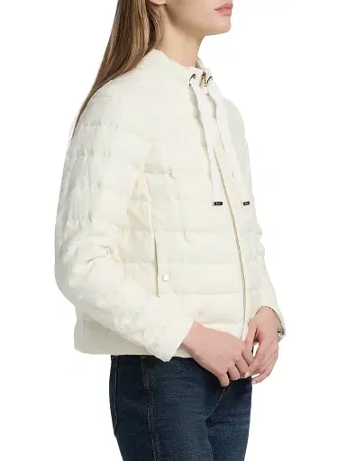 HERNO Women's New Lined Quilted Short Jacket - White - Size 10 | Thumbnail 4