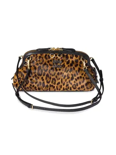 Miu Miu Women's Printed Leather Clutch - Beige Khaki | Thumbnail 1 Miu Miu Women's Printed Leather Clutch - Beige Khaki | Thumbnail 1