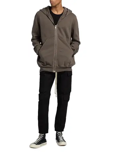 DRKSHDW by Rick Owens Men's Felpa Jumbo Gimp Cotton Full-Zip Hoodie - Dust - Size XXL | Thumbnail 3