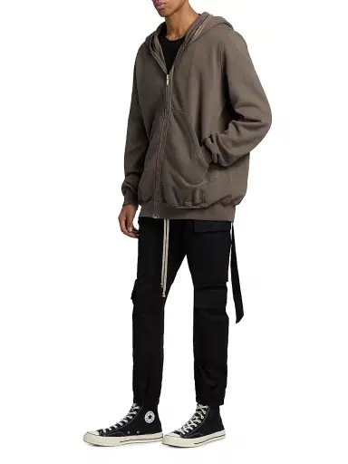 DRKSHDW by Rick Owens Men's Felpa Jumbo Gimp Cotton Full-Zip Hoodie - Dust - Size XXL | Thumbnail 4