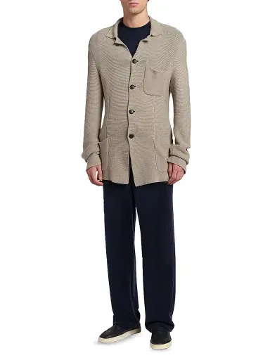 Giorgio Armani Men's Cotton-Blend Patch Pocket Soft Blazer - Silver Lining - Size 46 | Thumbnail 2