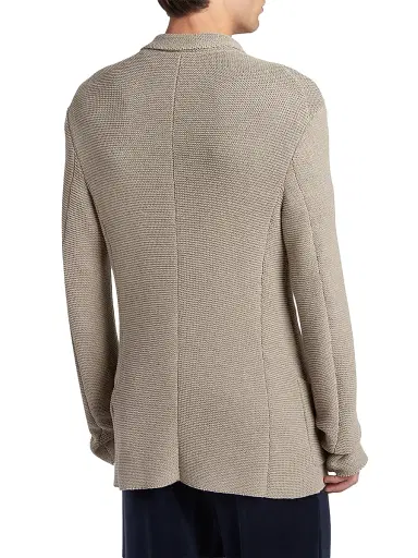 Giorgio Armani Men's Cotton-Blend Patch Pocket Soft Blazer - Silver Lining - Size 46 | Thumbnail 4