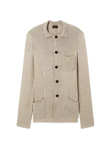 Giorgio Armani Men's Cotton-Blend Patch Pocket Soft Blazer - Silver Lining - Size 46 | Thumbnail 1