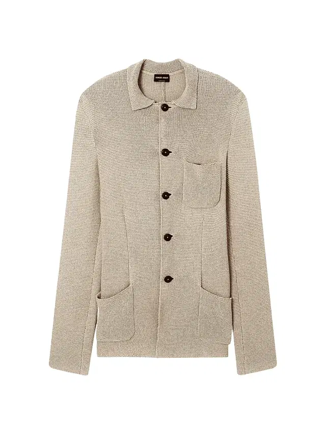 Giorgio Armani Men's Cotton-Blend Patch Pocket Soft Blazer - Silver Lining