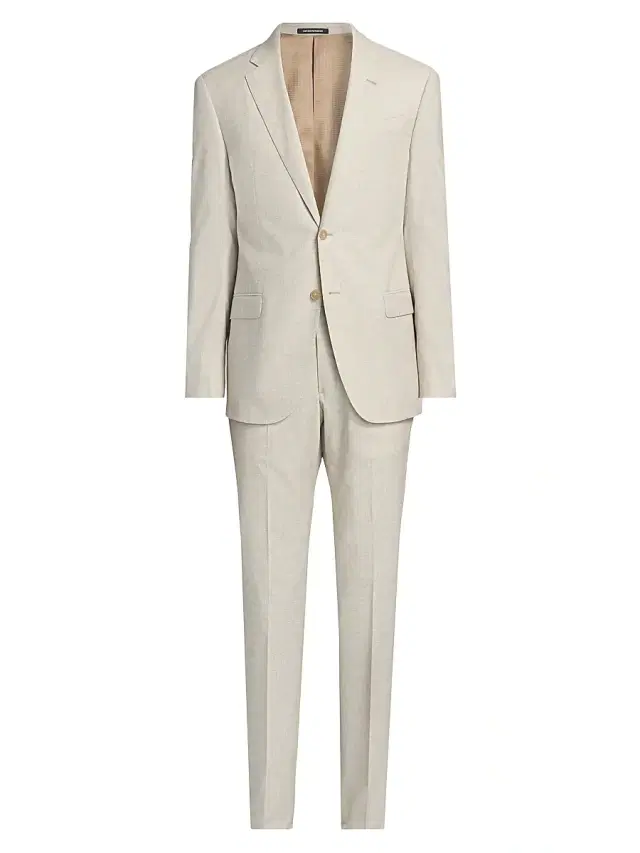Men's Wool-Cotton-Silk Single-Breasted Summer Suit - Sabbia Melange