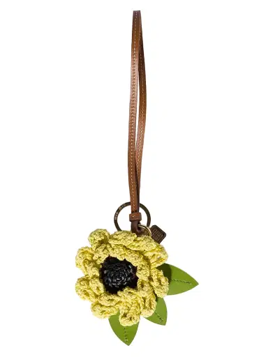 Miu Miu Women's Fabric and Leather Key Ring Trick Charm - Yellow | Thumbnail 1