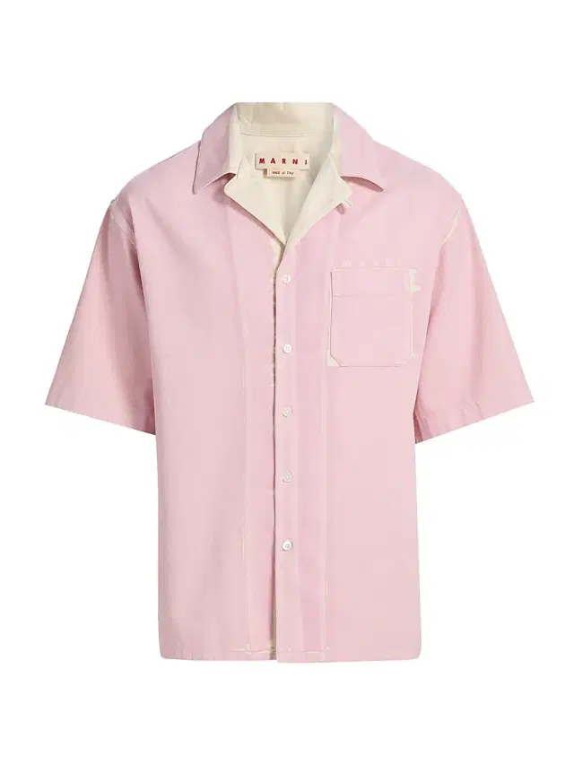 Men's Cotton Denim Bowling Shirt - Pink Gummy