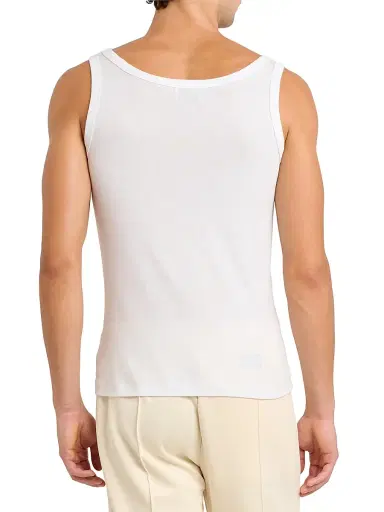 Rhude Men's Logo Rib-Knit Tank - White Black | Thumbnail 5