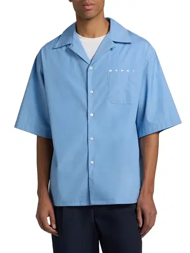 Marni Men's Cotton Poplin Bowling Shirt - Sky - Size 44 | Thumbnail 3 Marni Men's Cotton Poplin Bowling Shirt - Sky - Size 44 | Thumbnail 3