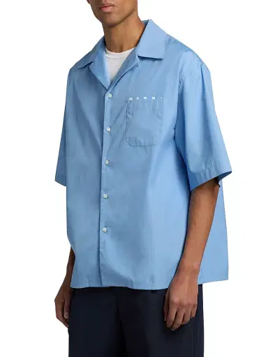 Marni Men's Cotton Poplin Bowling Shirt - Sky - Size 44 | Thumbnail 4 Marni Men's Cotton Poplin Bowling Shirt - Sky - Size 44 | Thumbnail 4