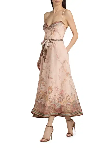 Zimmermann Women's Alchemy Structured Midi-Dress - Pink Paisley | Thumbnail 2 Zimmermann Women's Alchemy Structured Midi-Dress - Pink Paisley | Thumbnail 2