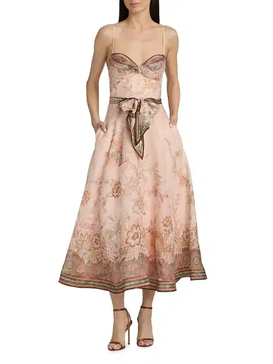 Zimmermann Women's Alchemy Structured Midi-Dress - Pink Paisley | Thumbnail 3 Zimmermann Women's Alchemy Structured Midi-Dress - Pink Paisley | Thumbnail 3