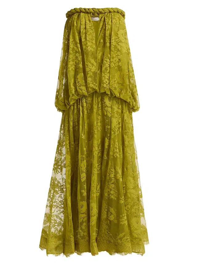Zimmermann Women's Luna Lace Bandeau Gown - Pistachio