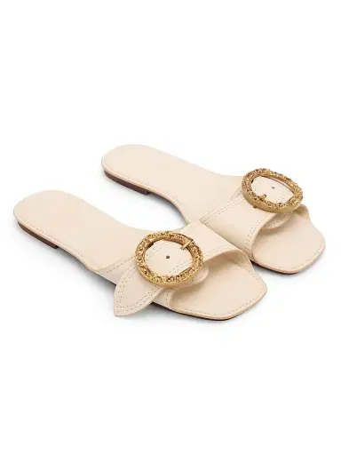 Zimmermann Women's Solena Leather Slip-On Sandals - Milk - Size 10 | Thumbnail 2 Zimmermann Women's Solena Leather Slip-On Sandals - Milk - Size 10 | Thumbnail 2