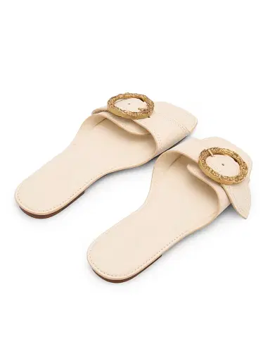 Zimmermann Women's Solena Leather Slip-On Sandals - Milk - Size 10 | Thumbnail 3 Zimmermann Women's Solena Leather Slip-On Sandals - Milk - Size 10 | Thumbnail 3