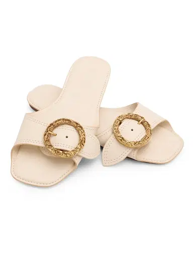 Zimmermann Women's Solena Leather Slip-On Sandals - Milk - Size 10 | Thumbnail 6 Zimmermann Women's Solena Leather Slip-On Sandals - Milk - Size 10 | Thumbnail 6