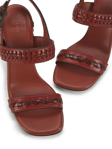 Zimmermann Women's Alchemy 85MM Woven Leather Block-Heel Sandals - Siena | Thumbnail 4