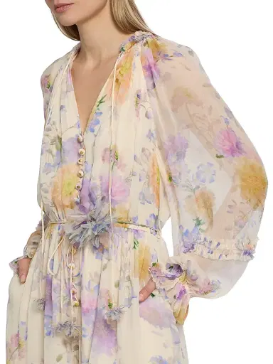 Zimmermann Women's Luna Floral Ruffle Playsuit - Cream Dahlia | Thumbnail 6 Zimmermann Women's Luna Floral Ruffle Playsuit - Cream Dahlia | Thumbnail 6
