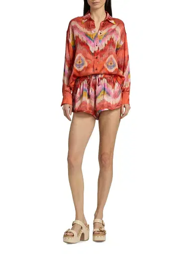 Zimmermann Women's Alchemy Tie-Dye Silk Satin Shirt | Thumbnail 2
