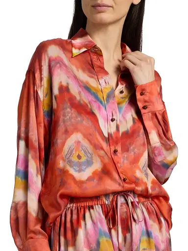 Zimmermann Women's Alchemy Tie-Dye Silk Satin Shirt | Thumbnail 6