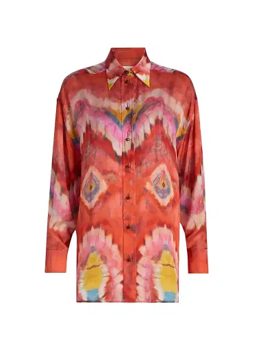 Zimmermann Women's Alchemy Tie-Dye Silk Satin Shirt | Thumbnail 1