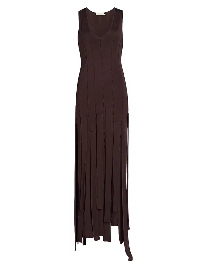 Zimmermann Women's Luna Fringe Midi-Dress - Chocolate
