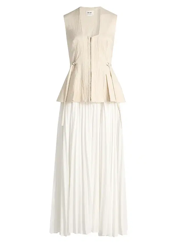 Acler Women's Delny Mixed-Media Peplum Cotton Maxi Dress - Pebble