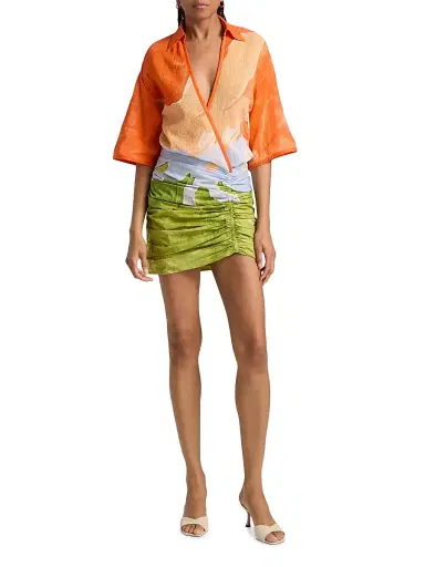 Significant Other Women's Lulu Ruched Printed Mixed-Media Minidress | Thumbnail 2 Significant Other Women's Lulu Ruched Printed Mixed-Media Minidress | Thumbnail 2