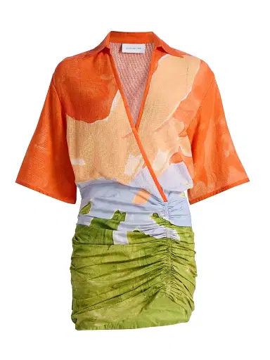 Significant Other Women's Lulu Ruched Printed Mixed-Media Minidress | Thumbnail 1 Significant Other Women's Lulu Ruched Printed Mixed-Media Minidress | Thumbnail 1